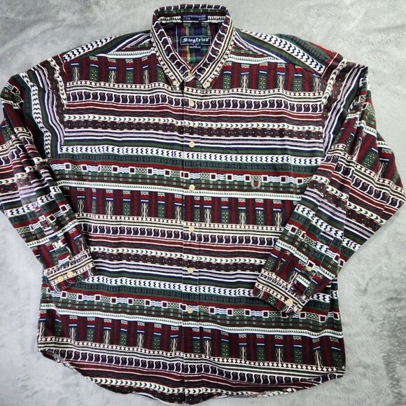Siegfried Western Shirt Mens L Blue Aztec Southwestern Vintage Casual Cowboy - Picture 2 of 12